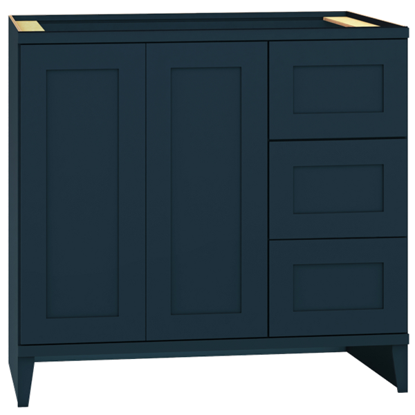 36" Vanity Sink Base with 3 Drawers in Omni Cabinet Door Style in Admiral Finish