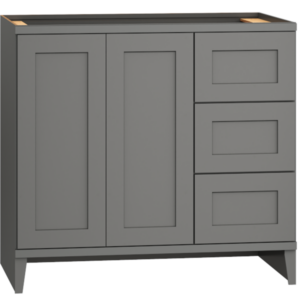 36" Vanity Sink Base with 3 Drawers in Omni Cabinet Door Style with Graphite Finish