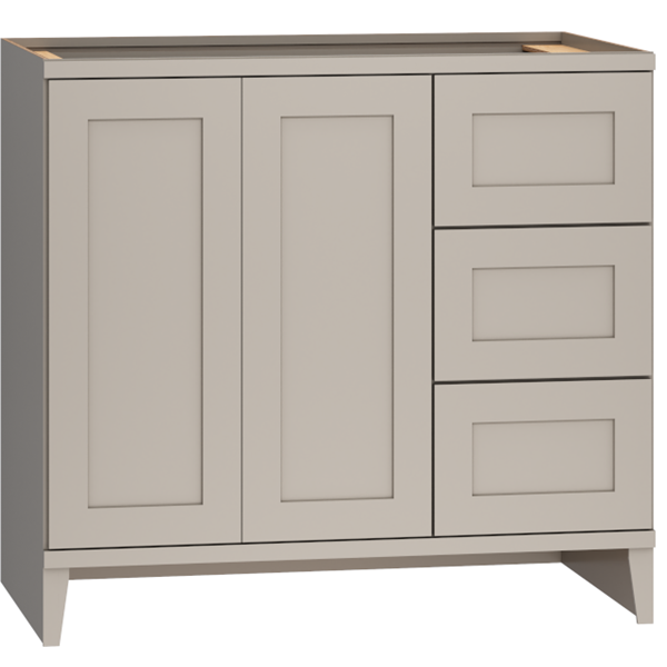 36" Vanity Sink Base with 3 Drawers in Omni Cabinet Door Style with Mineral Finish