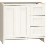 36" Vanity Sink Base with 3 Drawers in Spectra Cabinet Door Style in Snow Finish