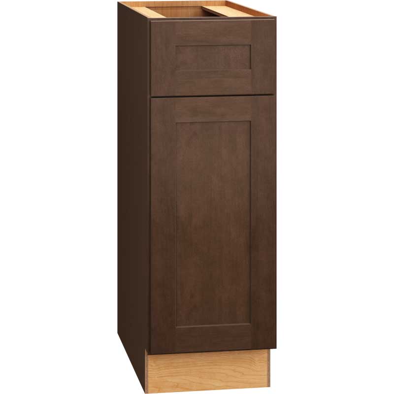 12 Inch Base Cabinet with 3 Drawers in Omni Door Style with Bark Finish