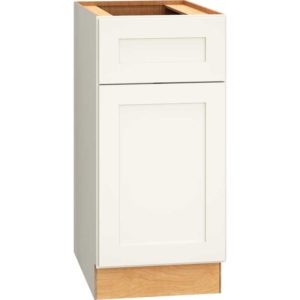 15 Inch Universal Base Cabinet with Single Door with Omni Door Style in Snow Finish