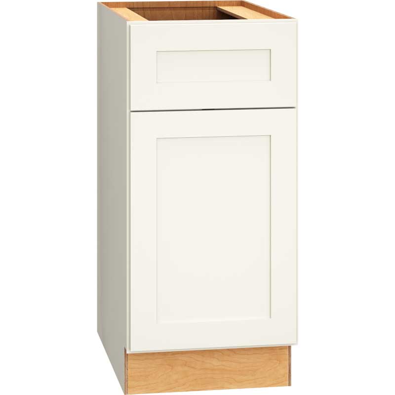 15 Inch Universal Base Cabinet with Single Door with Omni Door Style in Snow Finish