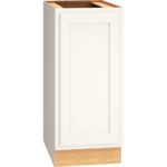 15 Inch Full Height Base Cabinet with Single Door in Classic Door Style with Snow Finish