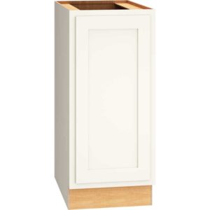 15 Inch Full Height Base Cabinet with Single Door in Classic Door Style with Snow Finish