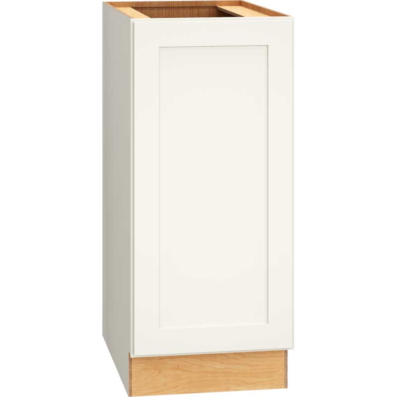 15 Inch Full Height Base Cabinet with Single Door in Omni Door Style with Snow Finish