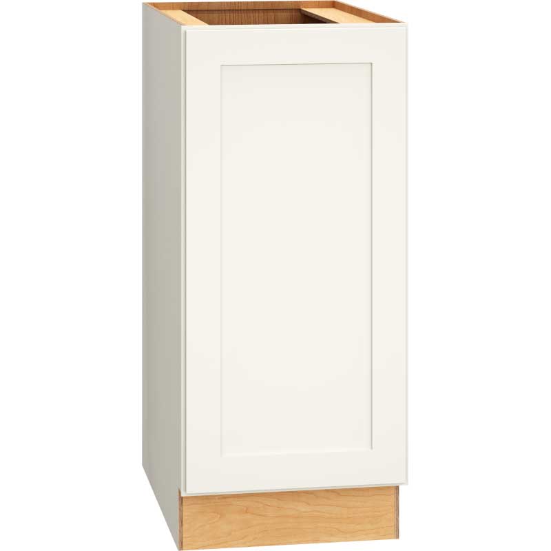 15 Inch Full Height Base Cabinet with Single Door in Omni Door Style with Snow Finish