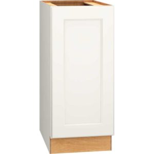 15 Inch Full Height Base Cabinet with Single Door in Spectra Door Style with Snow Finish