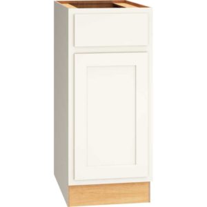 15 Inch Base Cabinet with Single Door in Classic Door Style with Snow Finish