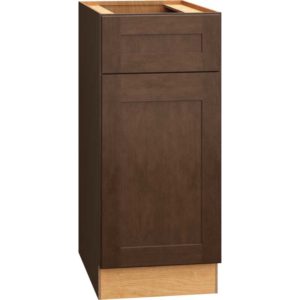 15 Inch Base Cabinet with Single Door in Classic Door Style with Bark Finish