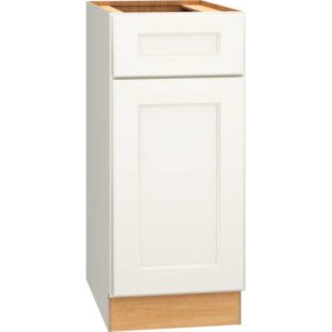 15 Inch Base Cabinet with Single Door in Spectra Door Style with Snow Finish