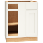 Mantra Cabinets SKU Number BC36S - 36" Corner Base Cabinet with Single Door in Classic Snow