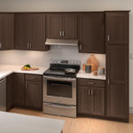 Dark Brown Kitchen Cabinets - Classic Cabinet Door Style in Bark Finish from Mantra Cabinets