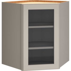 Cut-for-Glass Diagonal Wall Cabinet in Omni Door Style with Mineral Finish