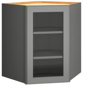 Cut-for-Glass Diagonal Wall Cabinet in Omni Door Style with Graphite Finish
