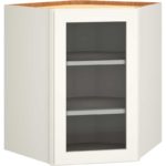 Cut-for-Glass Diagonal Wall Cabinet in Omni Door Style with Snow Finish