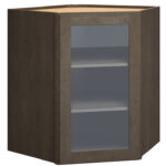 Cut-for-Glass Diagonal Wall Cabinet in Omni Door Style with Beachwood Finish