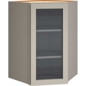 Cut-for-Glass Diagonal Wall Cabinet in Omni Door Style with Mineral Finish