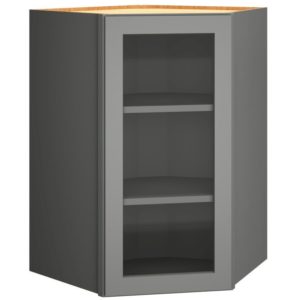 Cut-for-Glass Diagonal Wall Cabinet in Omni Door Style with Graphite Finish