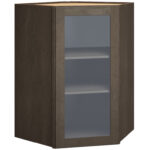 Cut-for-Glass Diagonal Wall Cabinet in Omni Door Style with Beachwood Finish