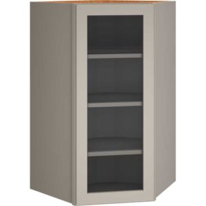 Cut-for-Glass Diagonal Wall Cabinet in Omni Door Style with Mineral Finish