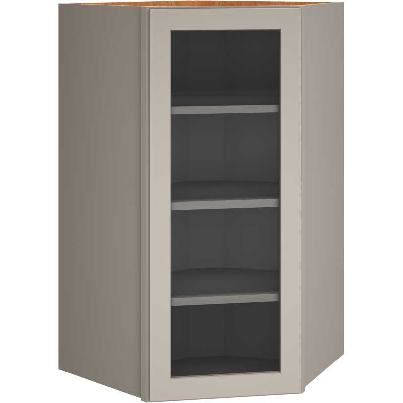 Cut-for-Glass Diagonal Wall Cabinet in Omni Door Style with Mineral Finish