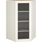 Cut-for-Glass Diagonal Wall Cabinet in Omni Door Style with Snow Finish