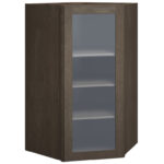 Cut-for-Glass Diagonal Wall Cabinet in Omni Door Style with Beachwood Finish