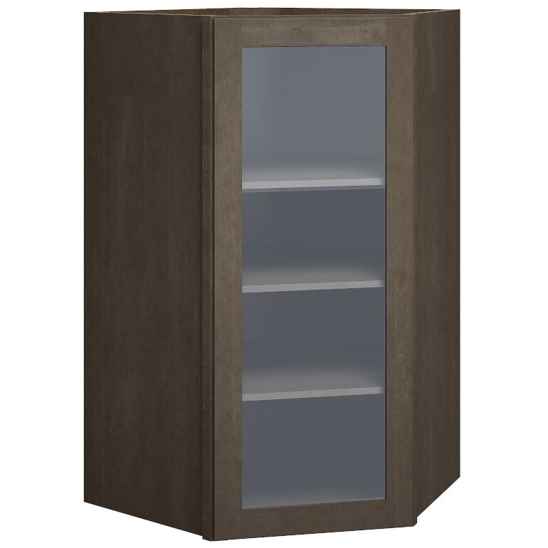 Cut-for-Glass Diagonal Wall Cabinet in Omni Door Style with Beachwood Finish