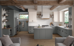 Omni Kitchen Cabinets in Graphite and Snow Finishes - Shaker Kitchen Cabinets from Mantra Cabinets