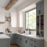 Gray and White Shaker Kitchen Cabinets- Omni Cabinet Door Style in Graphite Finish and Snow Finish by Mantra Cabinets