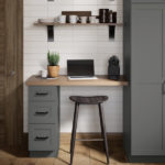Dark Gray Shaker Built-in Desk Cabinets - Omni Cabinet Door Style in Graphite Finish by Mantra Cabinets