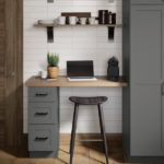 Dark Gray Shaker Built-in Desk Cabinets - Omni Cabinet Door Style in Graphite Finish by Mantra Cabinets