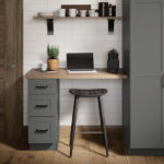 Dark Gray Shaker Built-in Desk Cabinets - Omni Cabinet Door Style in Graphite Finish by Mantra Cabinets