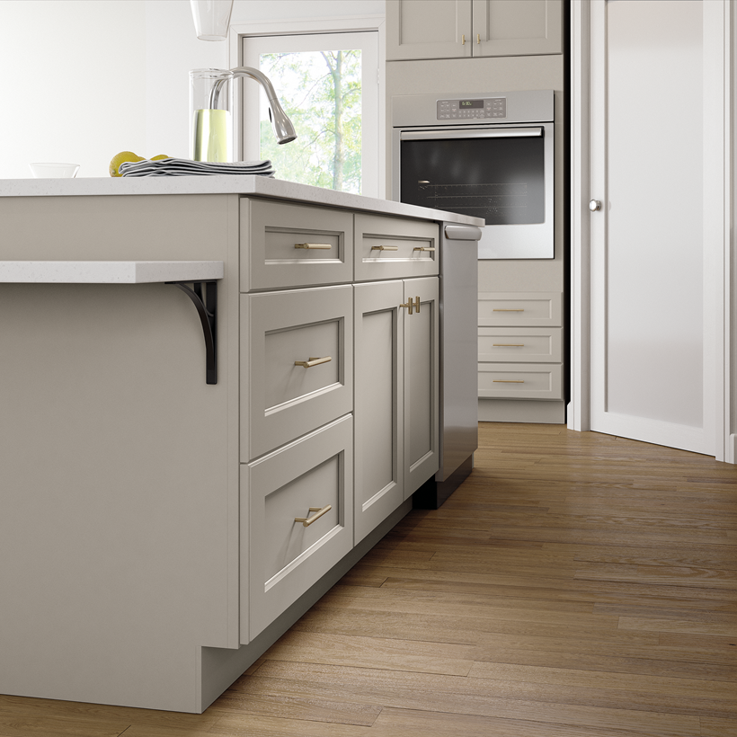 Gray Shaker Kitchen Cabinets - Spectra Cabinet Door Style in Mineral Finish from Mantra Cabinets