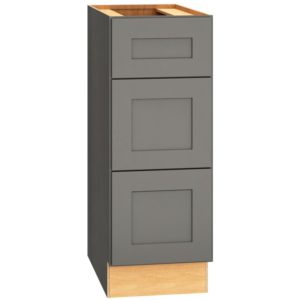 12 Inch by 32 and a Half Inch Vanity Base Cabinet with 3 Drawers in Omni with Graphite Finish