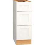 12 Inch by 32 and a Half Inch Vanity Base Cabinet with 3 Drawers in Omni with Snow Finish