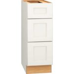 12 Inch by 32 and a Half Inch Vanity Base Cabinet with 3 Drawers in Spectra with Snow Finish