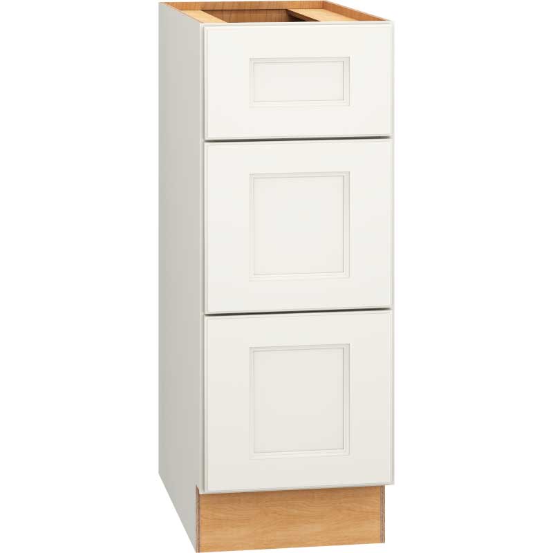 12 Inch by 32 and a Half Inch Vanity Base Cabinet with 3 Drawers in Spectra with Snow Finish