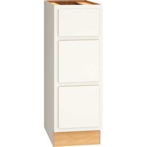 12 Inch by 34 and a Half Inch Vanity Base Cabinet with 3 Drawers in Classic with Snow Finish
