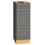 12 Inch by 34 and a Half Inch Vanity Base Cabinet with 3 Drawers in Omni with Graphite Finish