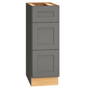 12 Inch by 34 and a Half Inch Vanity Base Cabinet with 3 Drawers in Omni with Graphite Finish
