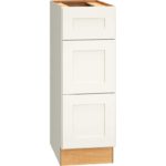 12 Inch by 34 and a Half Inch Vanity Base Cabinet with 3 Drawers in Omni with Snow Finish