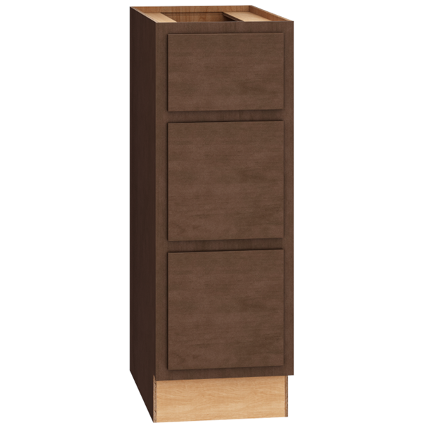 Mantra Cabinet Products SKU Number VDB123421 - Vanity Base Cabinet - 12" x 34 1/2" Vanity Base Cabinet with 3 Drawers in Classic Bark