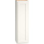 12 Inch by 42 Inch Wall Cabinet with Single Door in Classic Door Style with Snow Finish