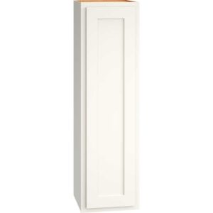 12 Inch by 42 Inch Wall Cabinet with Single Door in Classic Door Style with Snow Finish