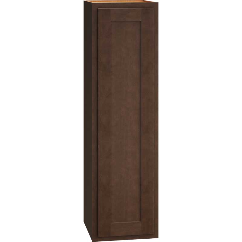 12 Inch by 42 Inch Wall Cabinet with Single Door in Classic Door Style with Bark Finish