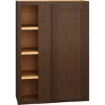 Corner Wall Cabinet with Single Door in Classic Bark