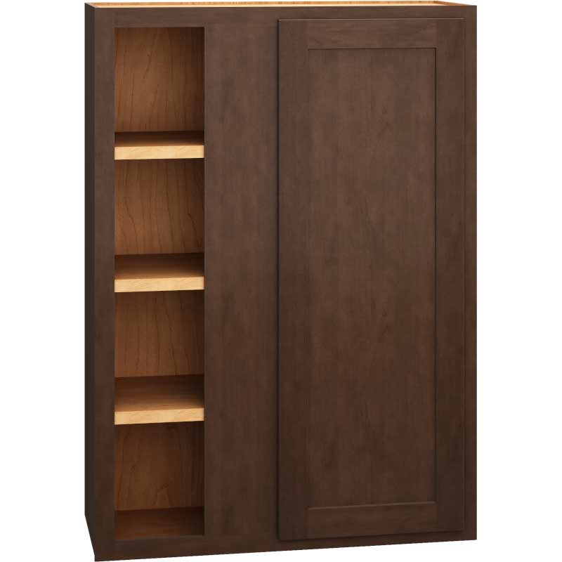 Corner Wall Cabinet with Single Door in Classic Bark