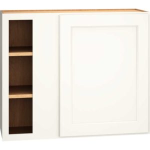 Corner Wall Cabinet with Single Door in Spectra Snow
